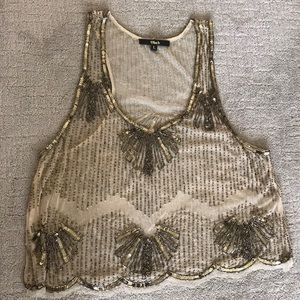 Beaded bronze sleeveless top by BLACK